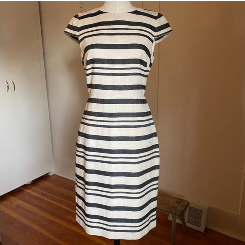 J. Crew Blue and White Sheath Dress Sleeveless Mini